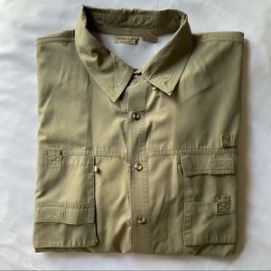 Rugged Earth Outfitters Vented Fishing Short Sleeve Button-Up Shirt Tan Sz XXL